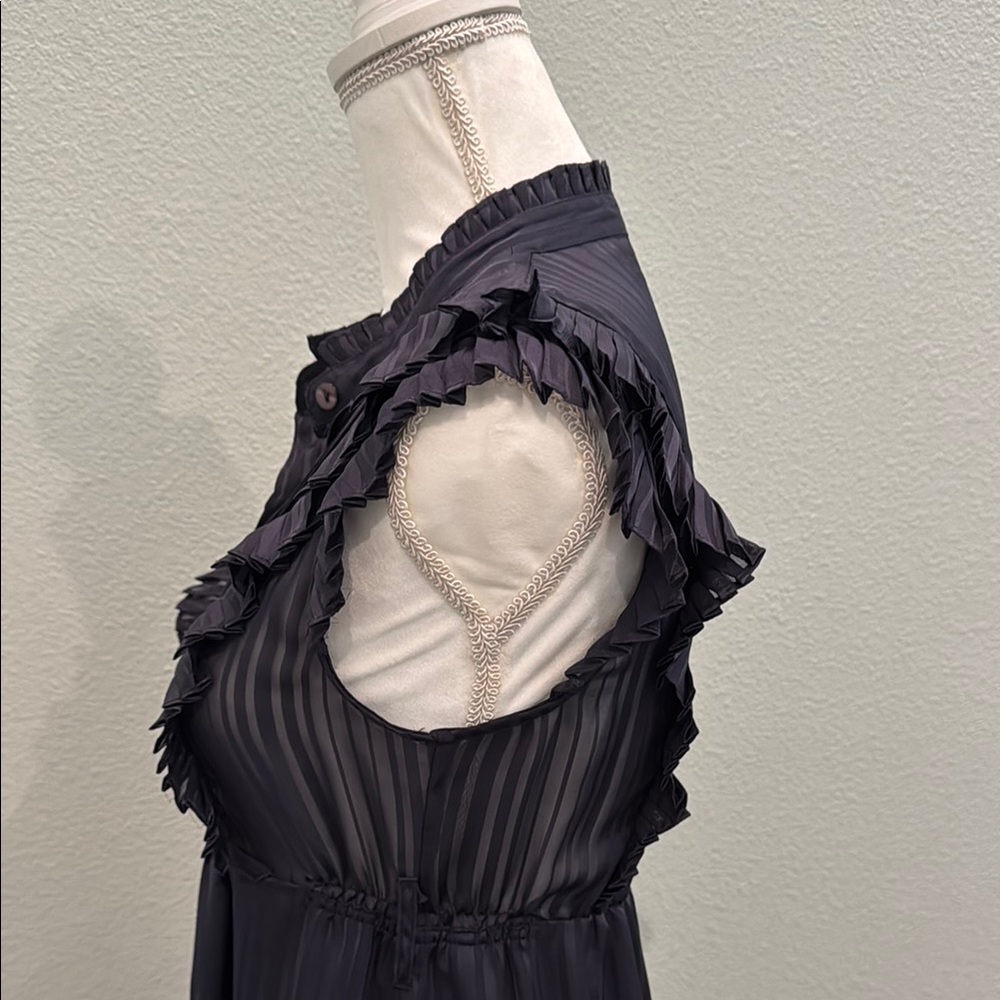 Adorable Navy Blue Ruffled Dress - Picture 4 of 6